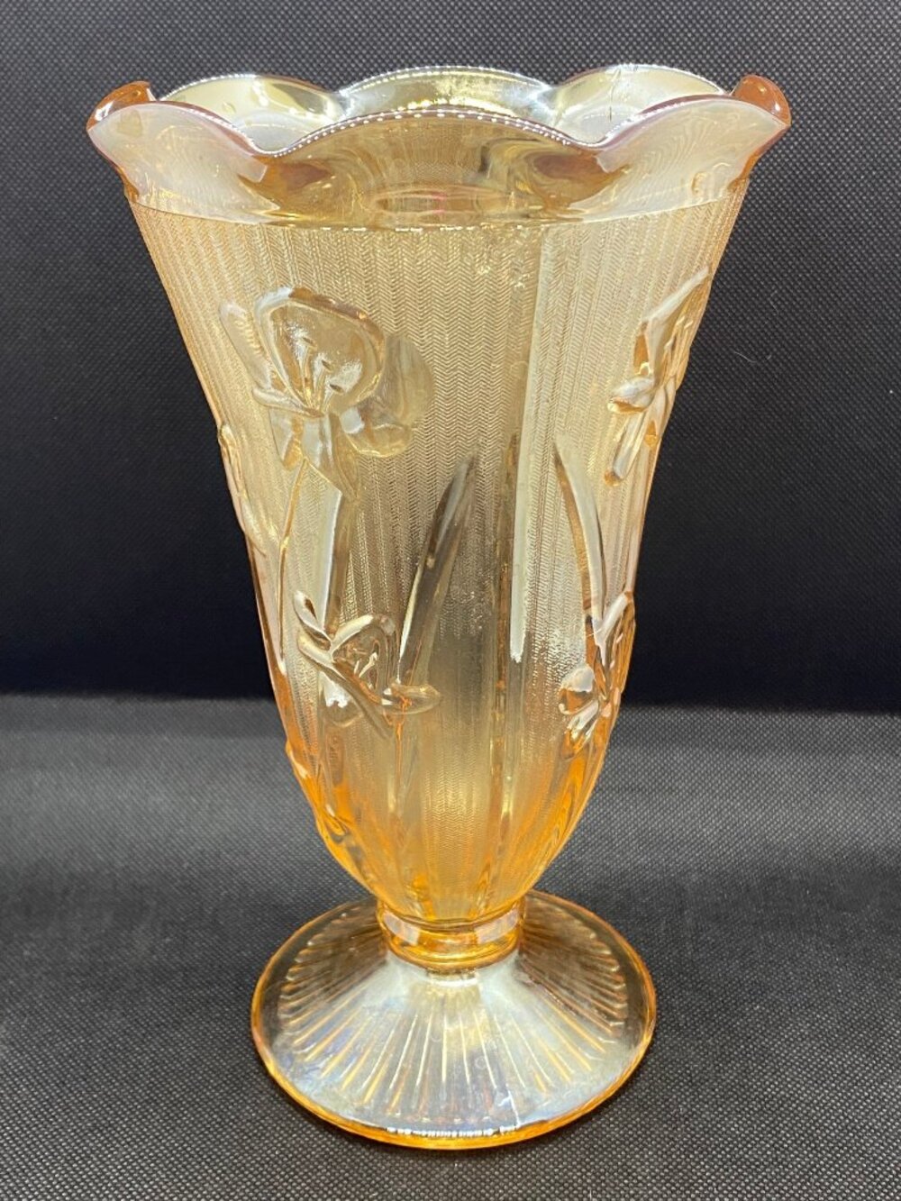 Amber Embossed Vase